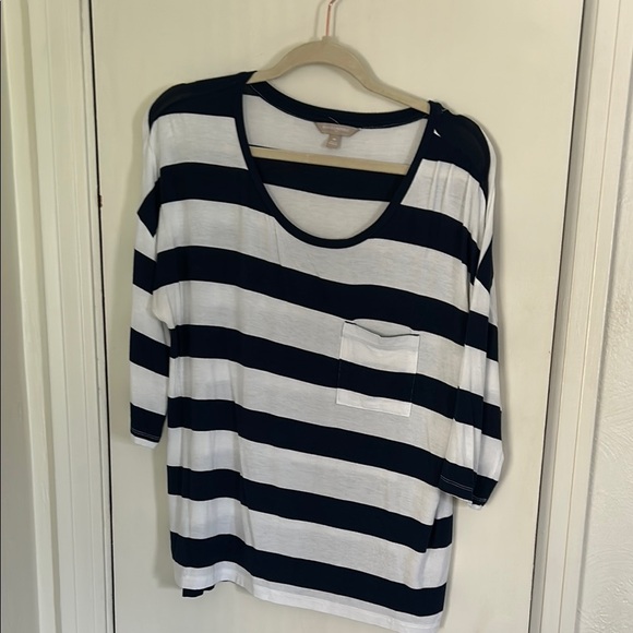 Banana Republic Tops - Banana Republic Blue and White Relaxed Long Sleeve Tee